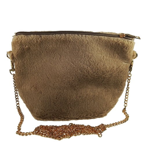 Poseta din blana ecologica, Lady Style, Crem, 23 cm