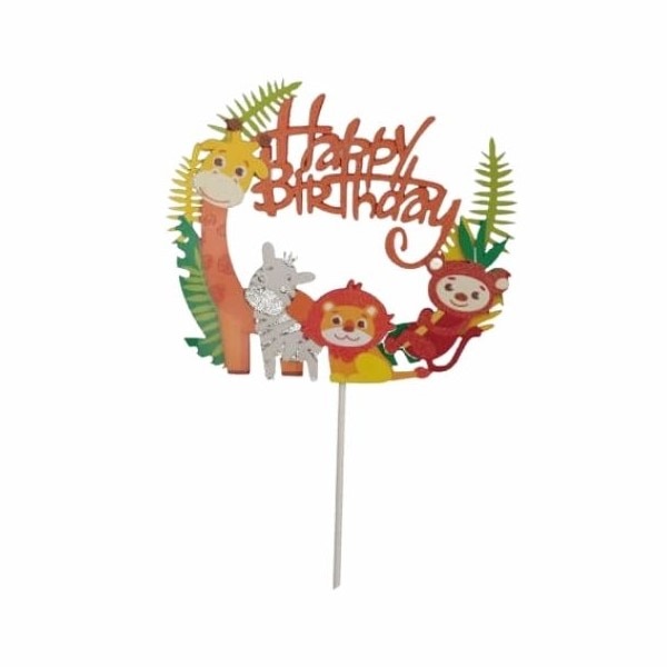 Decor tort carton zoo Happy Birthday 12 x 10cm