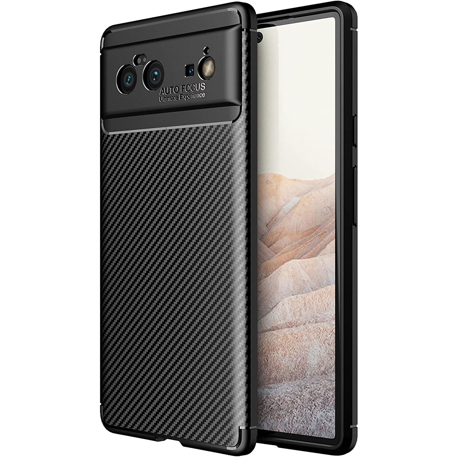 Husa Premium Antisoc model Carbon , compatibila cu Google Pixel 6 / Negru