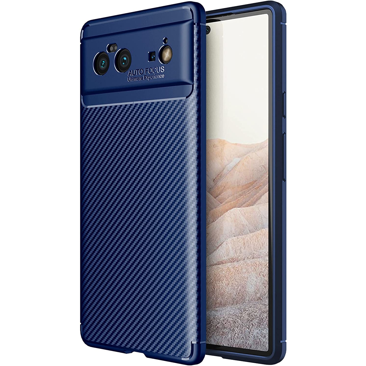 Husa Premium Antisoc model Carbon , compatibila cu Google Pixel 6 / Albastru