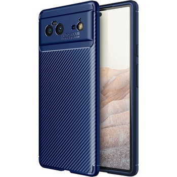 Husa Premium Antisoc model Carbon , compatibila cu Google Pixel 6 / Albastru Husa Premium Antisoc model Carbon , compatibila cu Google Pixel 6 / Albastru