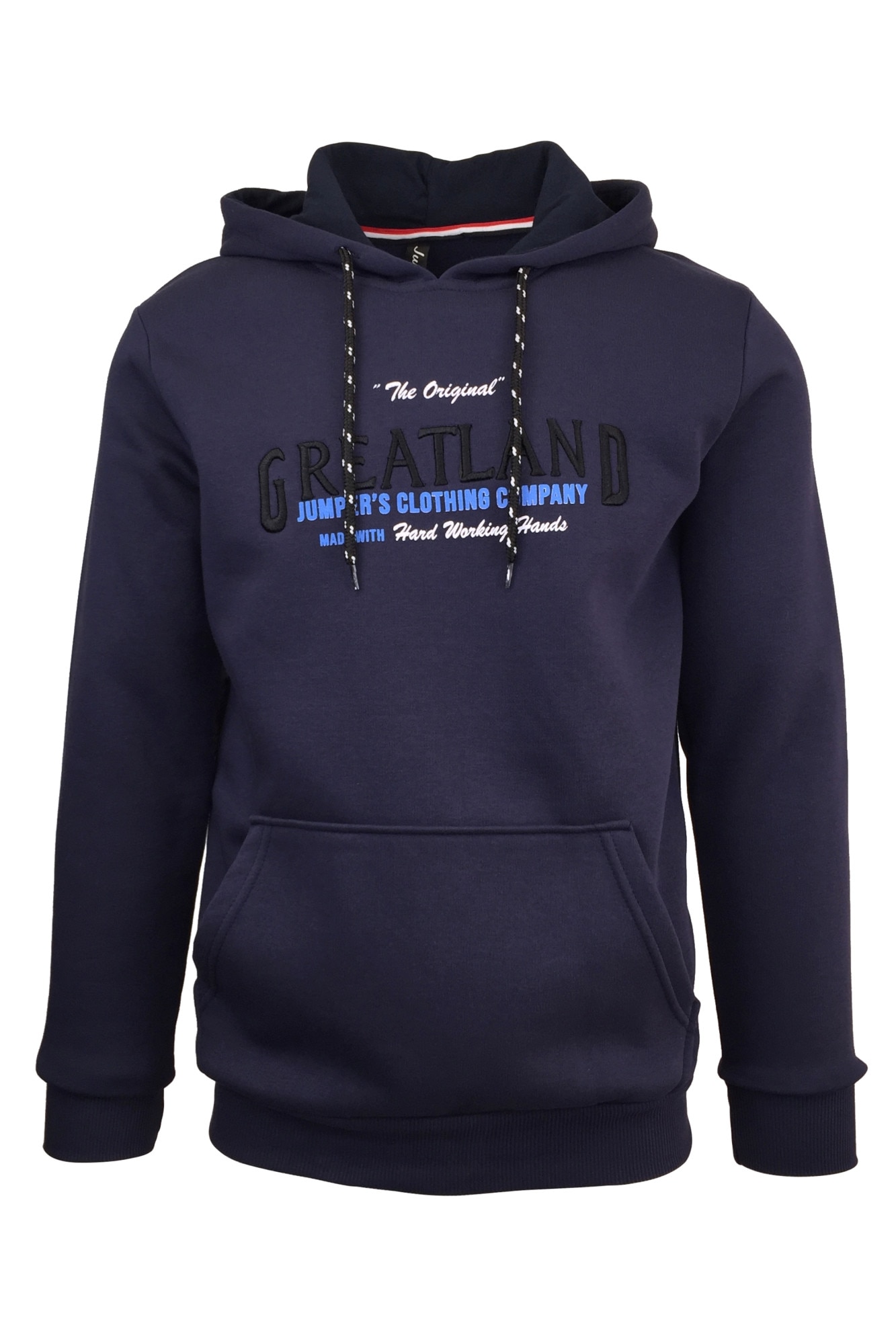 Hanorac pentru barbat, Univers Fashion, vatuit la interior, imprimeu 'Greatland', navy