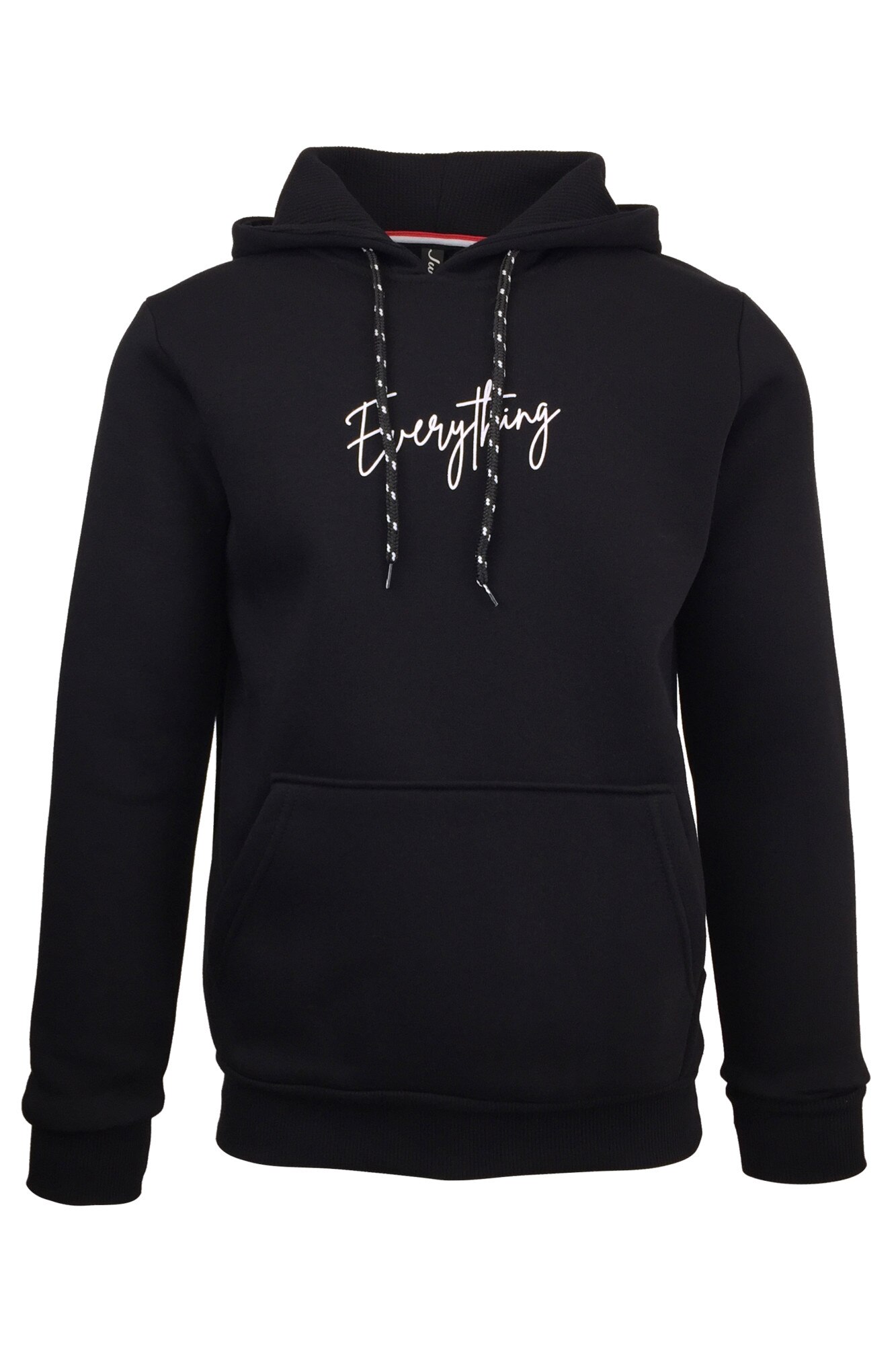 Hanorac pentru barbat, Univers Fashion, vatuit la interior, imprimeu 'Everything', negru