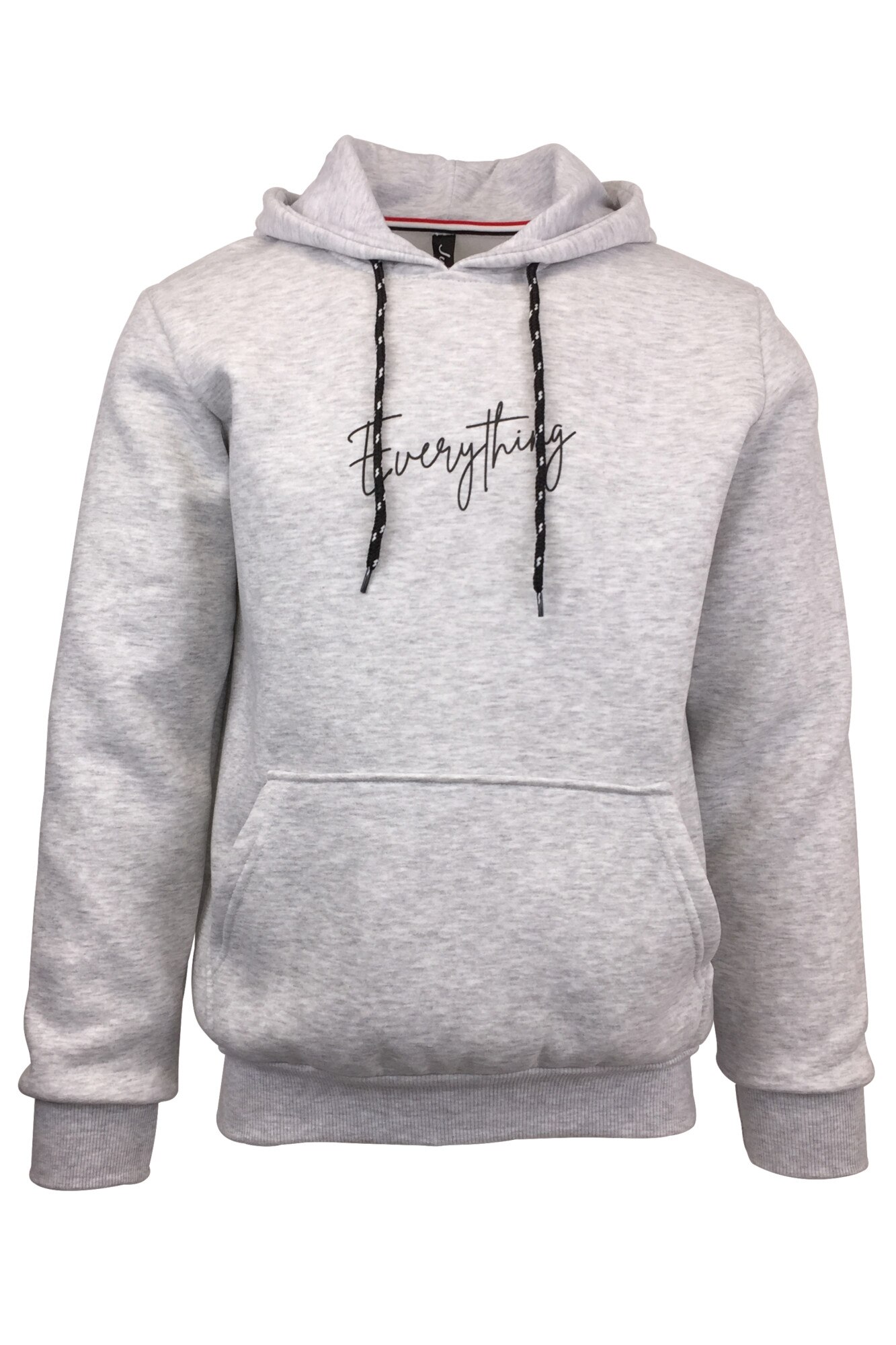 Hanorac pentru barbat, Univers Fashion, vatuit la interior, imprimeu 'Everything', gri deschis