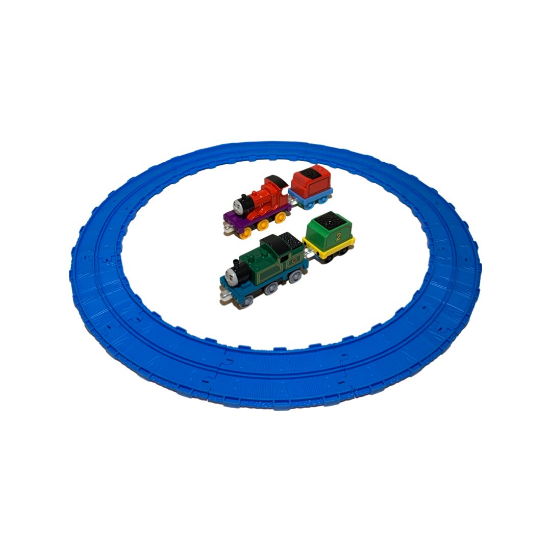 Set de joaca Thomas & Friends, 2 locomotive cu 2 vagoane metalice, Multicolor, 5 ani