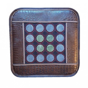 Perna scaun cu turmalina, 12 pietre cu turmalina si 4 de jad, 46x46 cm, maro inchis, MakeDesign Company Perna scaun cu turmalina, 12 pietre cu turmalina si 4 de jad, 46x46 cm, maro inchis, MakeDesign Company