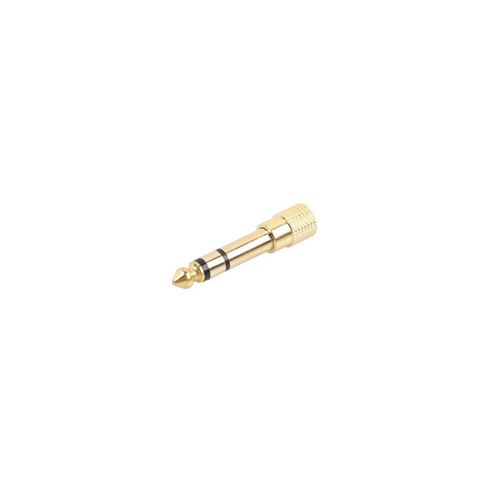 Преходник Mini Jack 3.5 mm към Jack 6.3 mm, месинг, злато