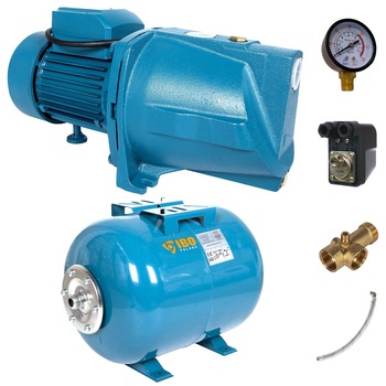 Kit Hidrofor 24L cu pompa IBO Dambat JSW150, 1.5kW, debit 80l/min, H refulare 46m, racord 1 tol Kit Hidrofor 24L cu pompa IBO Dambat JSW150, 1.5kW, debit 80l/min, H refulare 46m, racord 1 tol