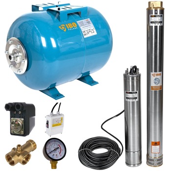 Kit hidrofor 50L cu pompa submersibila IBO Dambat 4SDM7/17, 2.2kW, debit 180l/min, H refulare 107m, racord 2 toli, rezistenta la nisip Kit hidrofor 50L cu pompa submersibila IBO Dambat 4SDM7/17, 2.2kW, debit 180l/min, H refulare 107m, racord 2 toli, rezistenta la nisip