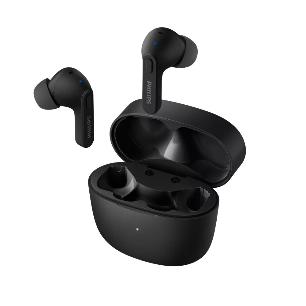 Casti audio true wireless Philips TAT2206BK/00, In-Ear, Bluetooth v5, IPX4, toc de incarcare, incarcare rapida, redare 6 ore