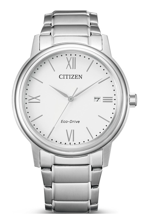 Citizen, Ceas quartz din otel inoxidabil cu cadran cu logo, Argintiu/Alb