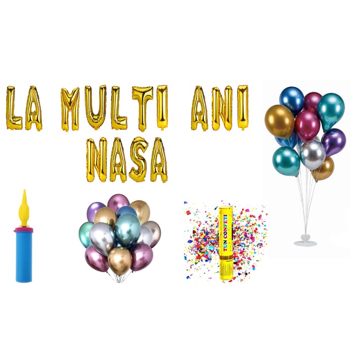 Nasa Boldog születésnapot lufi készlet, tortalapos ajándék, 75 darab, arany