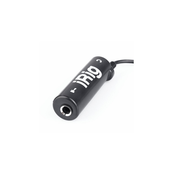 Adaptor pentru chitara cu interfata iRig, mufa Jack 3,5mm tata cu mufa Jack 6,3mm mama, Negru