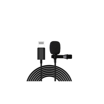 Microfon lavaliera, conector Lightning pentru iPhone, sistem de prindere clip-on, lungime cablu 1.5 m Microfon lavaliera, conector Lightning pentru iPhone, sistem de prindere clip-on, lungime cablu 1.5 m