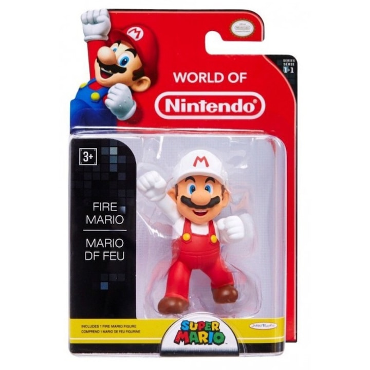 Mario Fire figura, Jakks Pacific, Super Mario, 6 cm, Többszínű