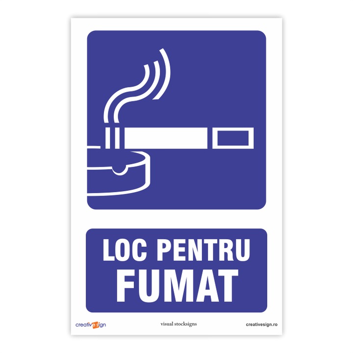 Loc pentru fumat, indicator pvc rigid, 20x30cm
