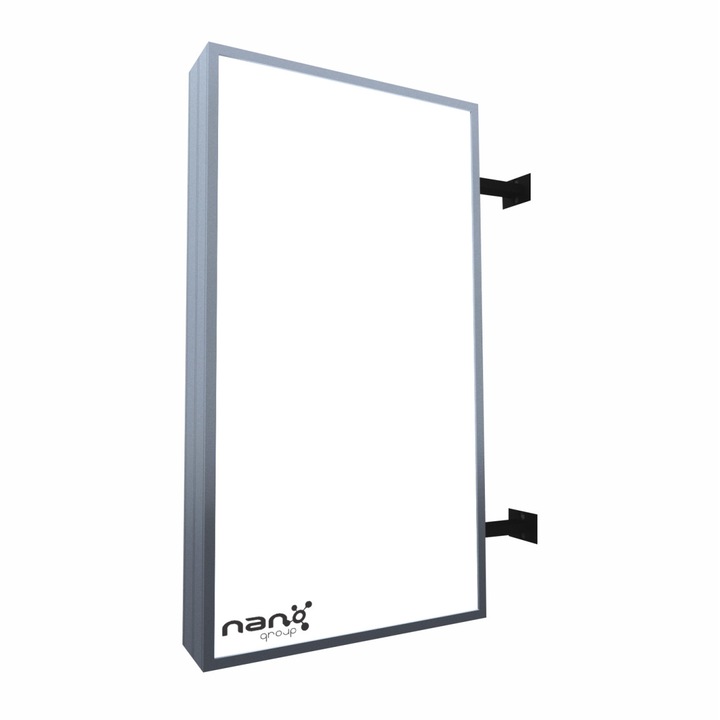 Caseta luminoasa dubla fata personalizata, Nano Group, profil aluminiu, 50 x 100 cm