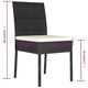 Set de 4 scaune de bucatarie cu perne, vidaXL, Poliratan, 57 x 44 x 88 cm, Negru/Perne crem