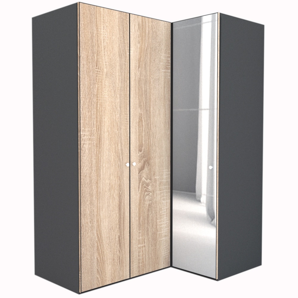 Dulap de Colt Genarom LEX Model B, Decor 3025 / Oglinda, 170-117 x 218 x 66 cm