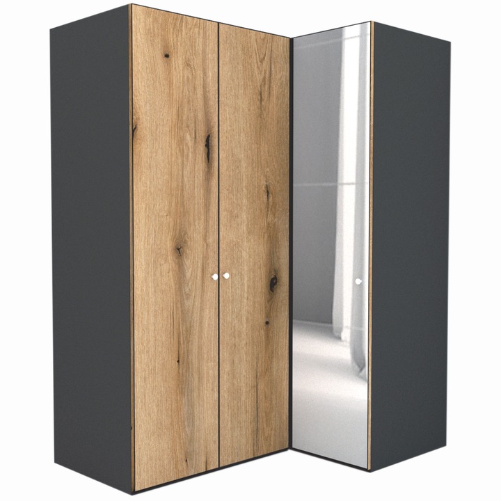 Dulap de Colt Genarom LEX Model B, Decor K365 / Oglinda, 170-117 x 240 x 66 cm