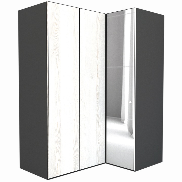 Dulap de Colt Genarom LEX Model B, Decor K010 / Oglinda, 170-117 x 240 x 66 cm