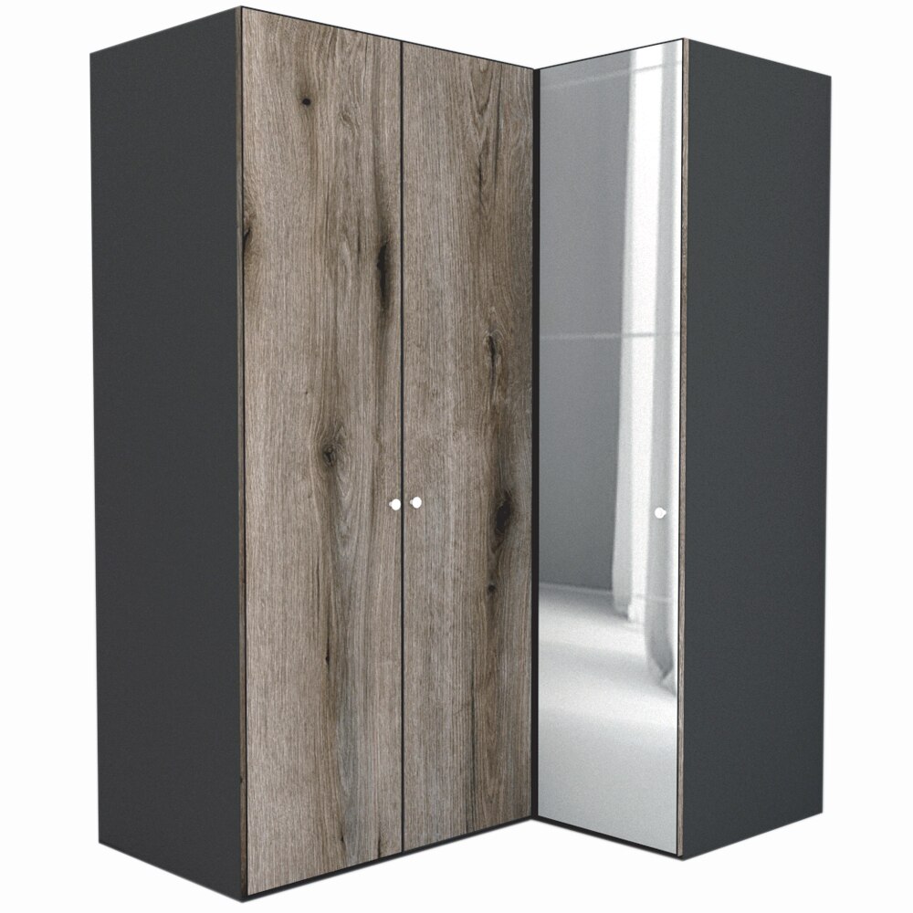 Dulap de Colt Genarom LEX Model B, Decor K366 / Oglinda, 170-117 x 240 x 66 cm