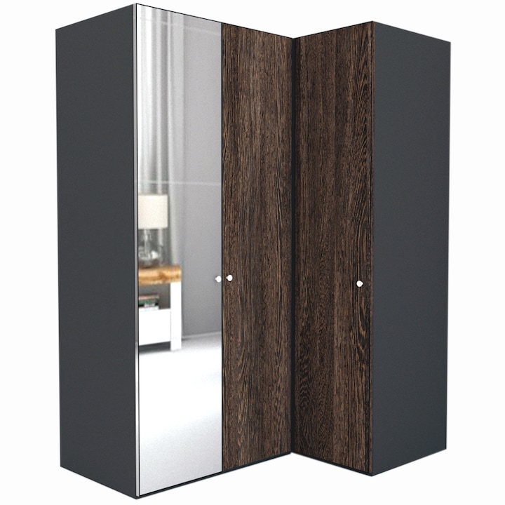 Dulap de Colt Genarom LEX Model B, Decor 7648 O / Oglinda, 170-117 x 240 x 66 cm