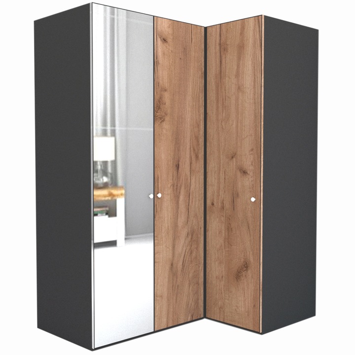 Dulap de Colt Genarom LEX Model B, Decor K004 O / Oglinda, 170-117 x 240 x 66 cm