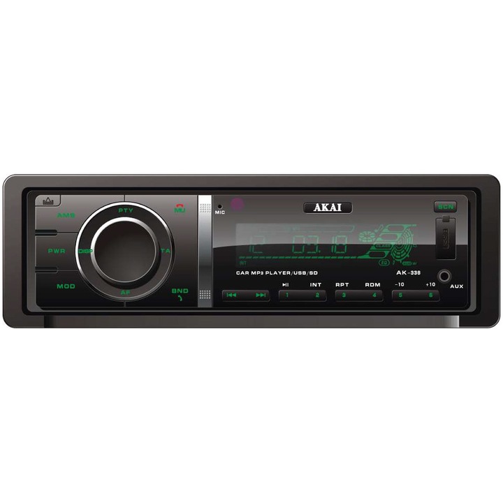 Player auto multi-media AKAI AK-338 FM Radio, MP3,USB, SD Card, Bluetooth,RDS, Putere 4x35W