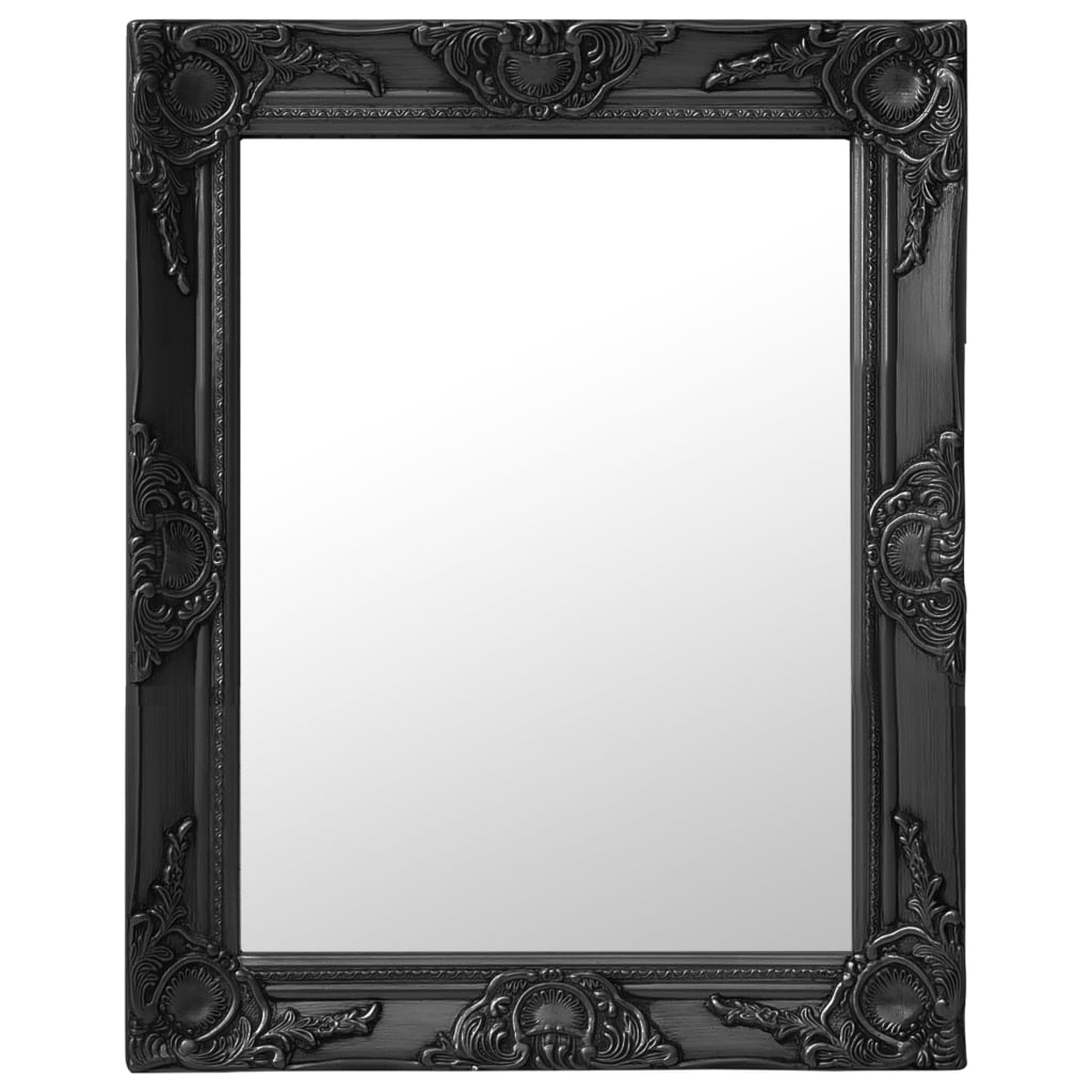 Oglinda de perete in stil baroc, vidaXL, Lemn/Sticla, 50 x 60 cm, Negru