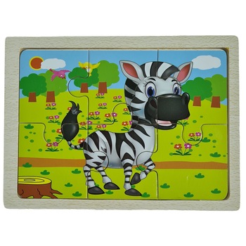 Puzzle lemn Zebra 6 piese, +3 ani, 15x11 cm Puzzle lemn Zebra 6 piese, +3 ani, 15x11 cm