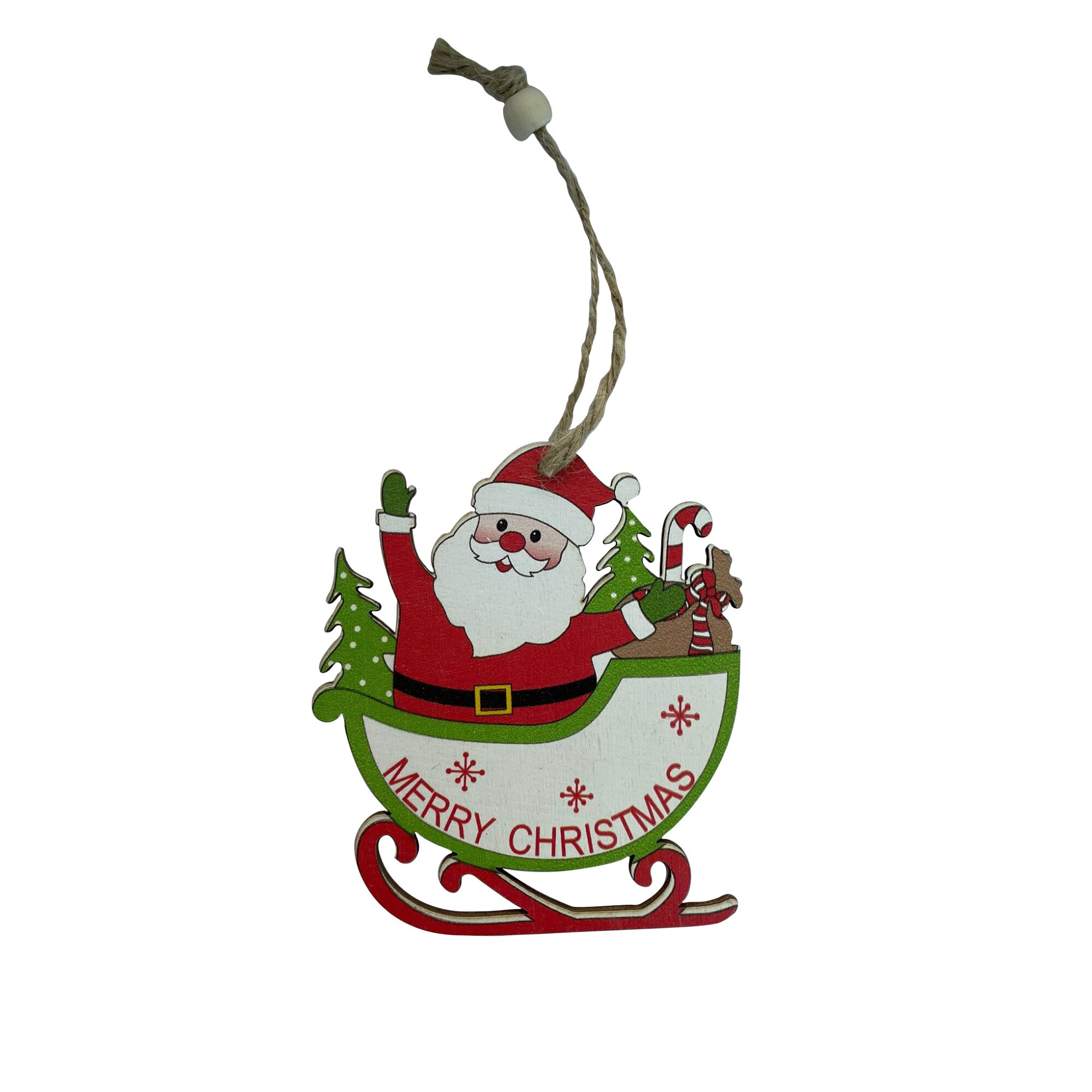 Sanie Mos Craciun din lemn, Cadouridiversity, 10 cm x 9 cm, M03-04