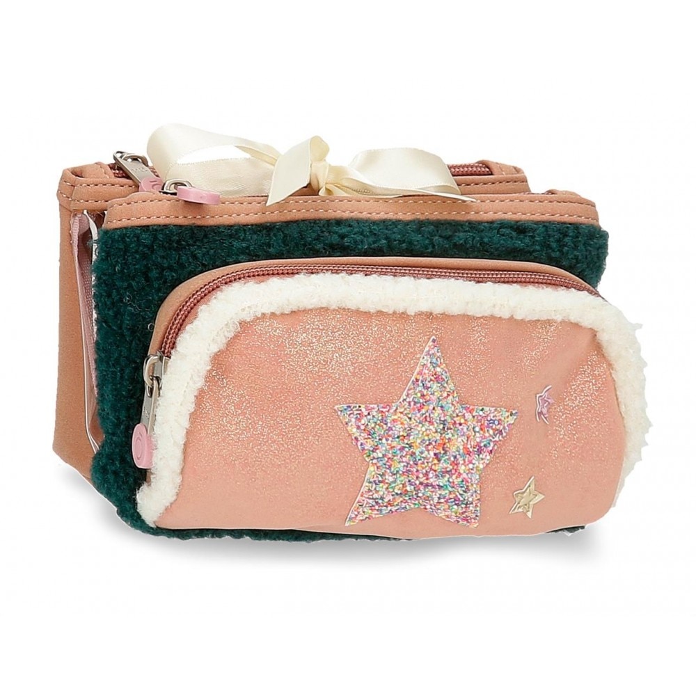 Borseta fete 3 compartimente, Enso Shine Stars, 22x12x5 cm