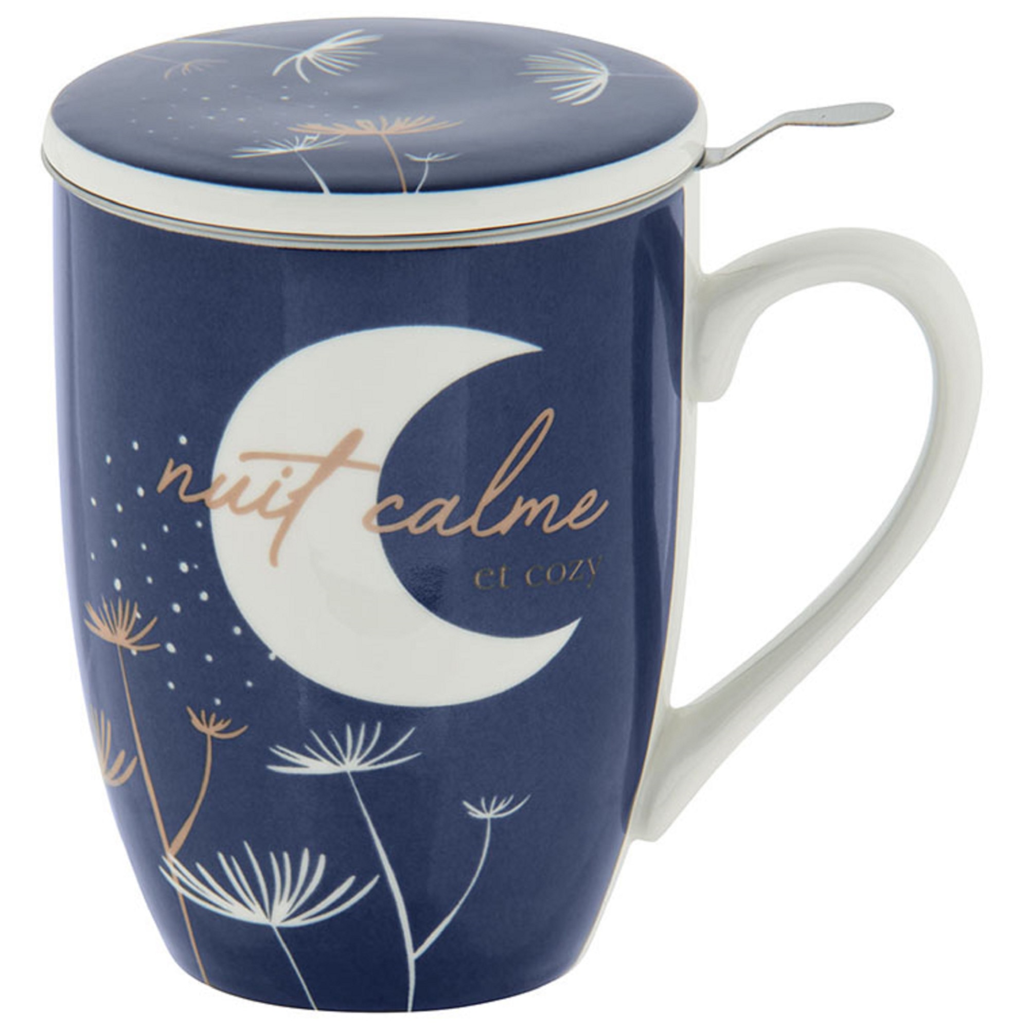 Cana cu infuzor - Nuit Calme, Portelan, 250 ml, Bleumarin