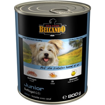 Hrana umeda pentru caini Belcando, Junior, Pasare si Oua, 800g Hrana umeda pentru caini Belcando, Junior, Pasare si Oua, 800g