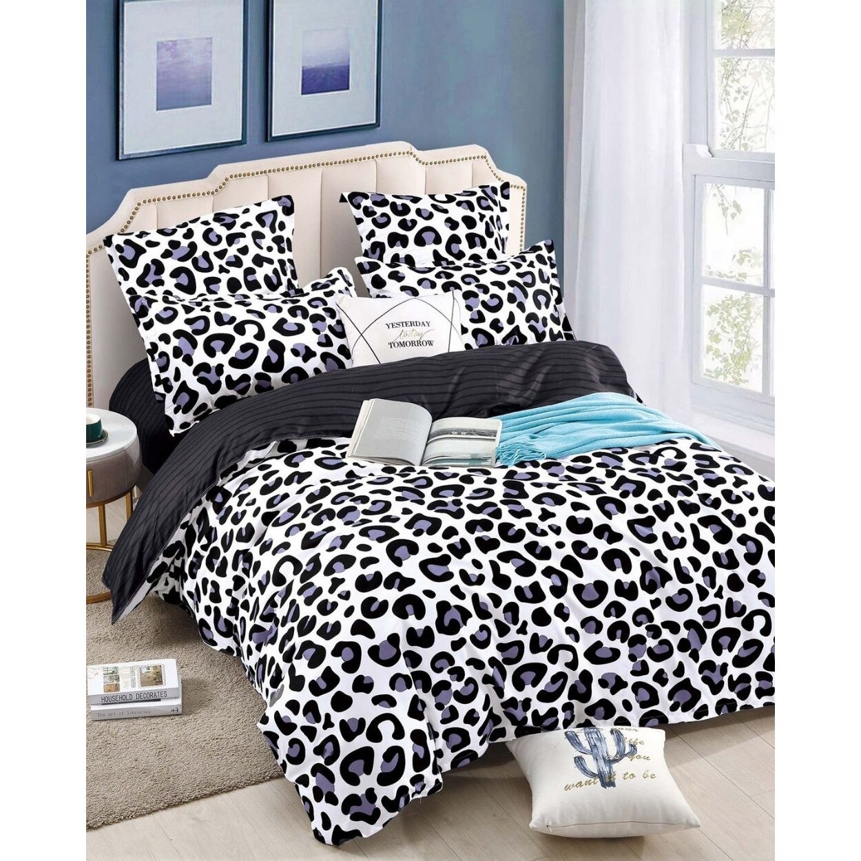 Lenjerie de Pat cu Elastic, Finet, 6 Piese, Pat 2 Persoane, Blue Phanter, FNJE-58