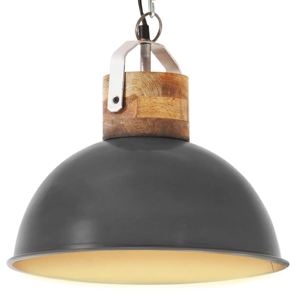 Lampa suspendata industriala, vidaXL, Metal, 32 x 32 cm, Gri decolorat