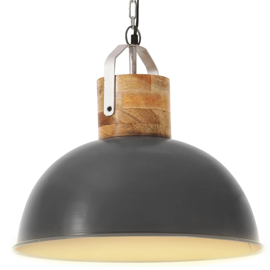 Lampa suspendata industriala, vidaXL, Metal, 42 x 40 cm, Gri decolorat
