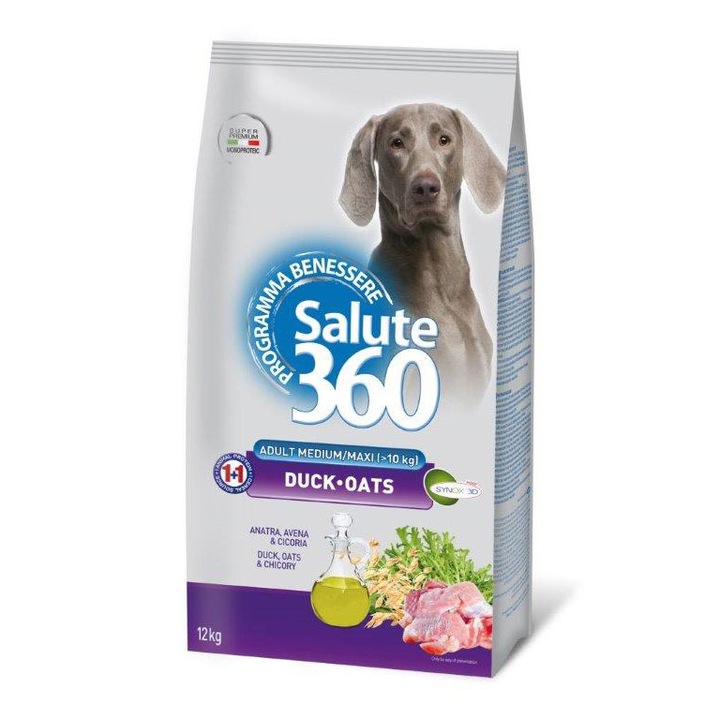 hrana uscata pentru caini adulti de talie medie si mare salute 360 monoproteica rata si ovaz 12 kg imagen 9_1_
6