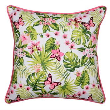Perna decor Deco, bumbac plus poliester, cu print floral, dimensiuni 40 x 40 cm Perna decor Deco, bumbac plus poliester, cu print floral, dimensiuni 40 x 40 cm