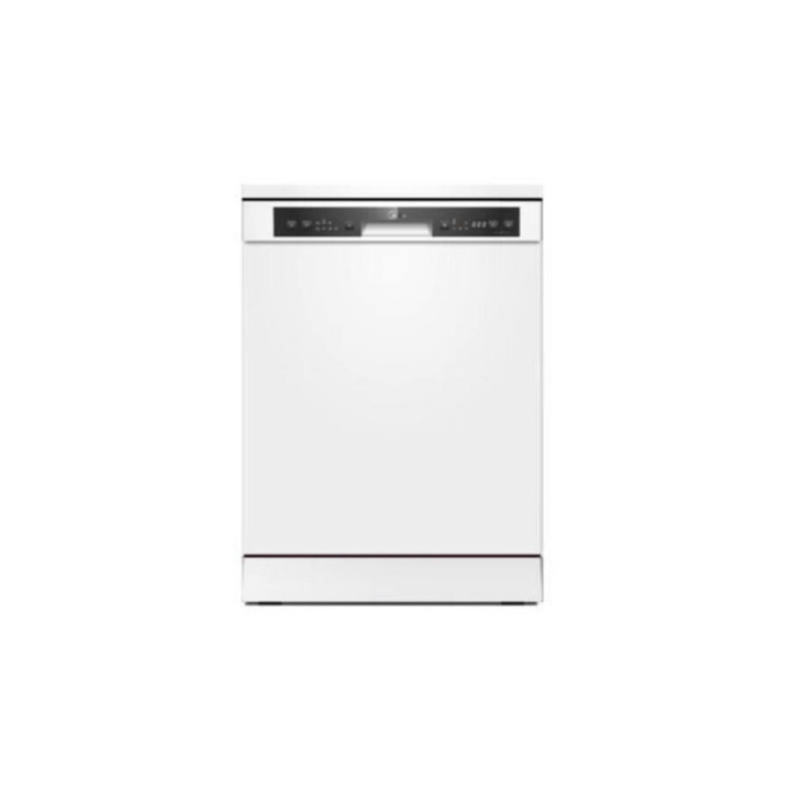 Mașină de spălat vase Midea MFD60S120W-HR independentă, 12 seturi, 11 L, 6 programe, 49 dB, E, Coș tacâmuri inferior, 60 cm, Display digital, Fără deschidere automată a ușii