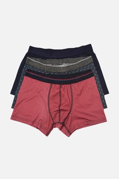 Trendyol, Set de boxeri uni si cu imprimeu - 3 perechi, Bleumarin inchis/Rosu, S Trendyol, Set de boxeri uni si cu imprimeu - 3 perechi, Bleumarin inchis/Rosu, S