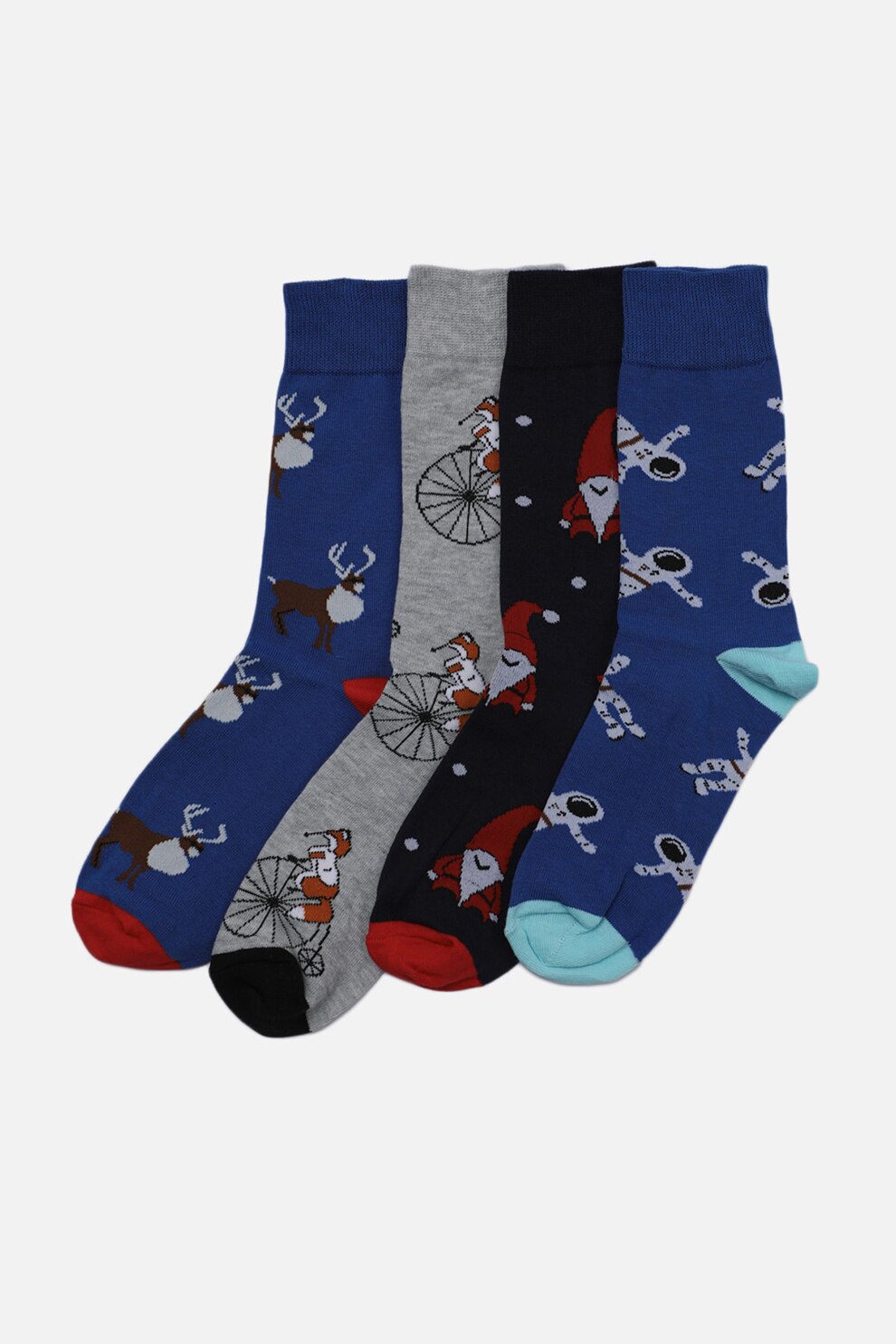 Trendyol, Set de sosete lungi cu imprimeu - 4 perechi, Multicolora, One Size