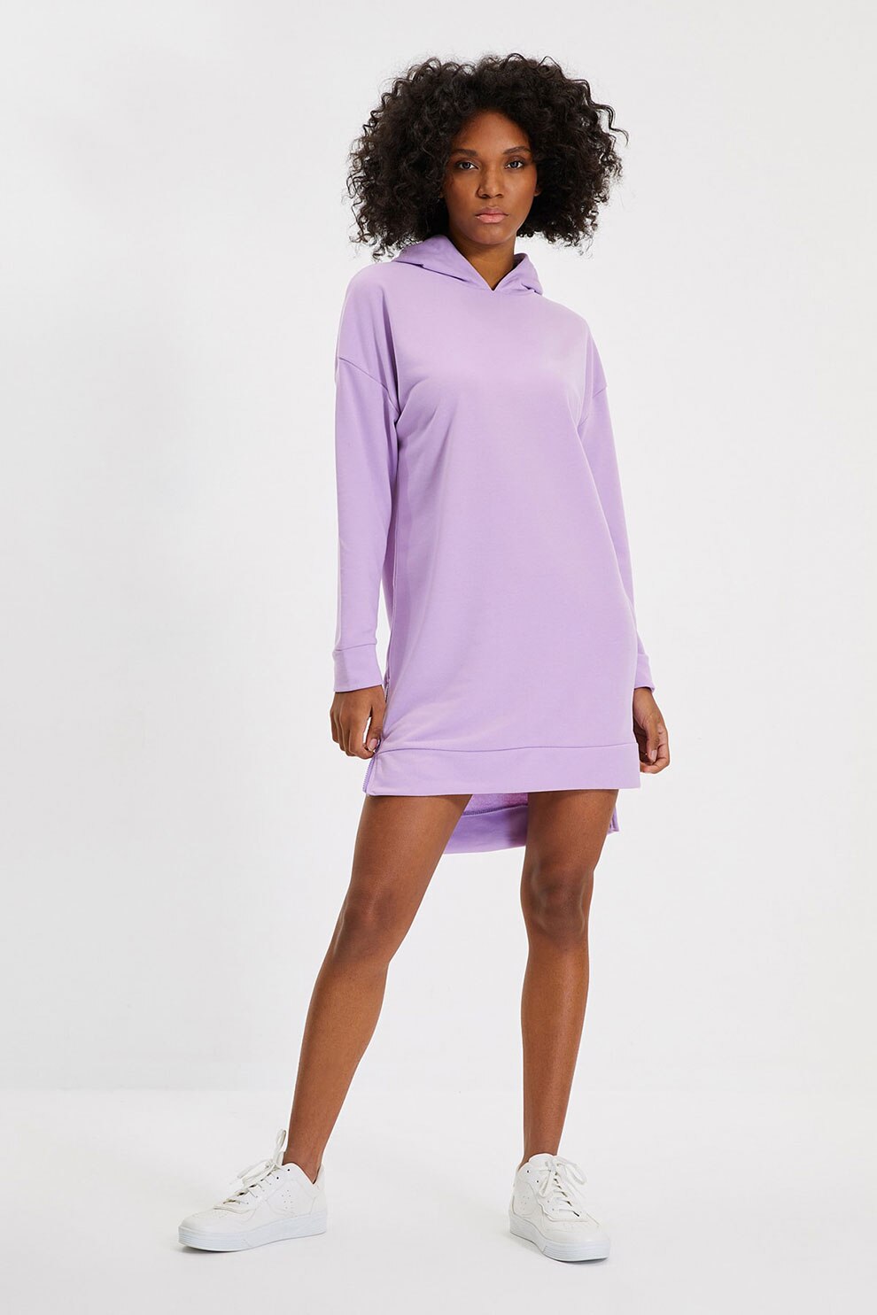 Trendyol, Rochie tip hanorac din amestec de bumbac, Lila