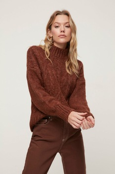 Trendyol, Pulover cu model torsade, Scortisoara Trendyol, Pulover cu model torsade, Scortisoara