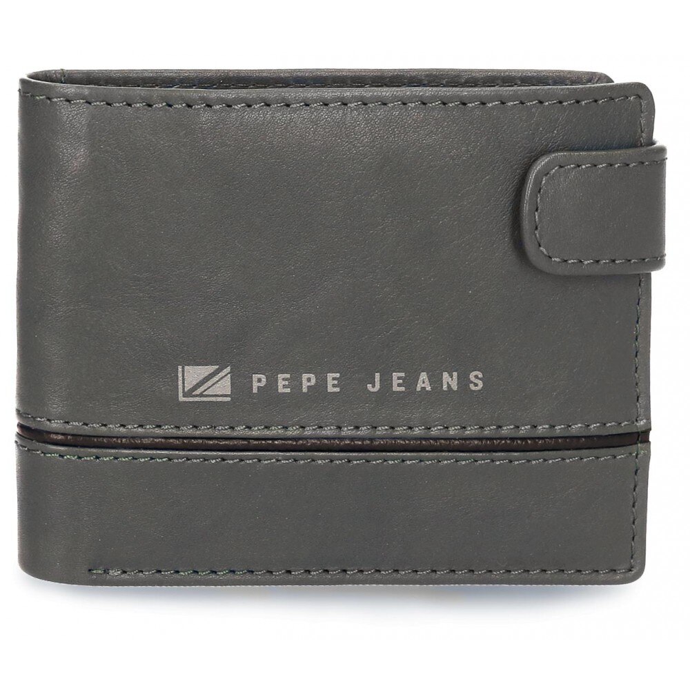 Portofel barbati, orizontal, Pepe Jeans Middle, gri, 11x8.5x1 cm