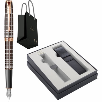 Stilou Parker Sonnet Royal Dark Brown Laque PGT cu penita din aur de 18k, convertor Parker Deluxe montat in Cutie cu Etui Focus Collection si punga Parker Stilou Parker Sonnet Royal Dark Brown Laque PGT cu penita din aur de 18k, convertor Parker Deluxe montat in Cutie cu Etui Focus Collection si punga Parker