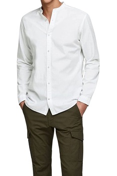 Camasa slim fit barbati Jack&Jones, alba, L, guler mandarin Camasa slim fit barbati Jack&Jones, alba, L, guler mandarin