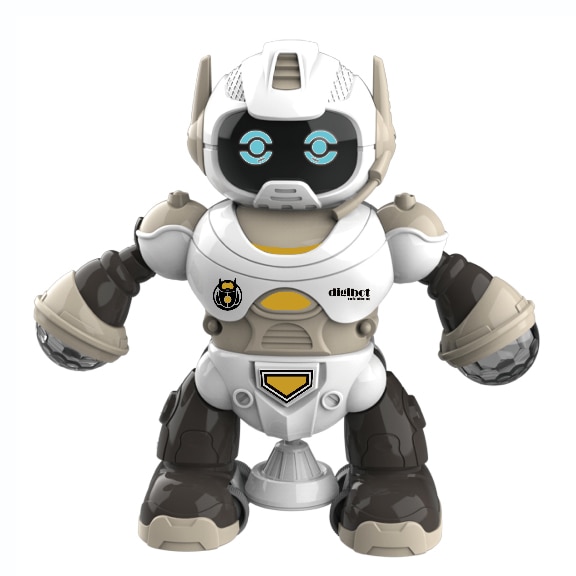 Robot de jucarie, canta, danseaza si merge, cu luminite, alb