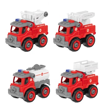 Set masini Karemi, 4 piese, model masina de pompieri, rosie, 13.5 x 6 x 7.5 cm Set masini Karemi, 4 piese, model masina de pompieri, rosie, 13.5 x 6 x 7.5 cm